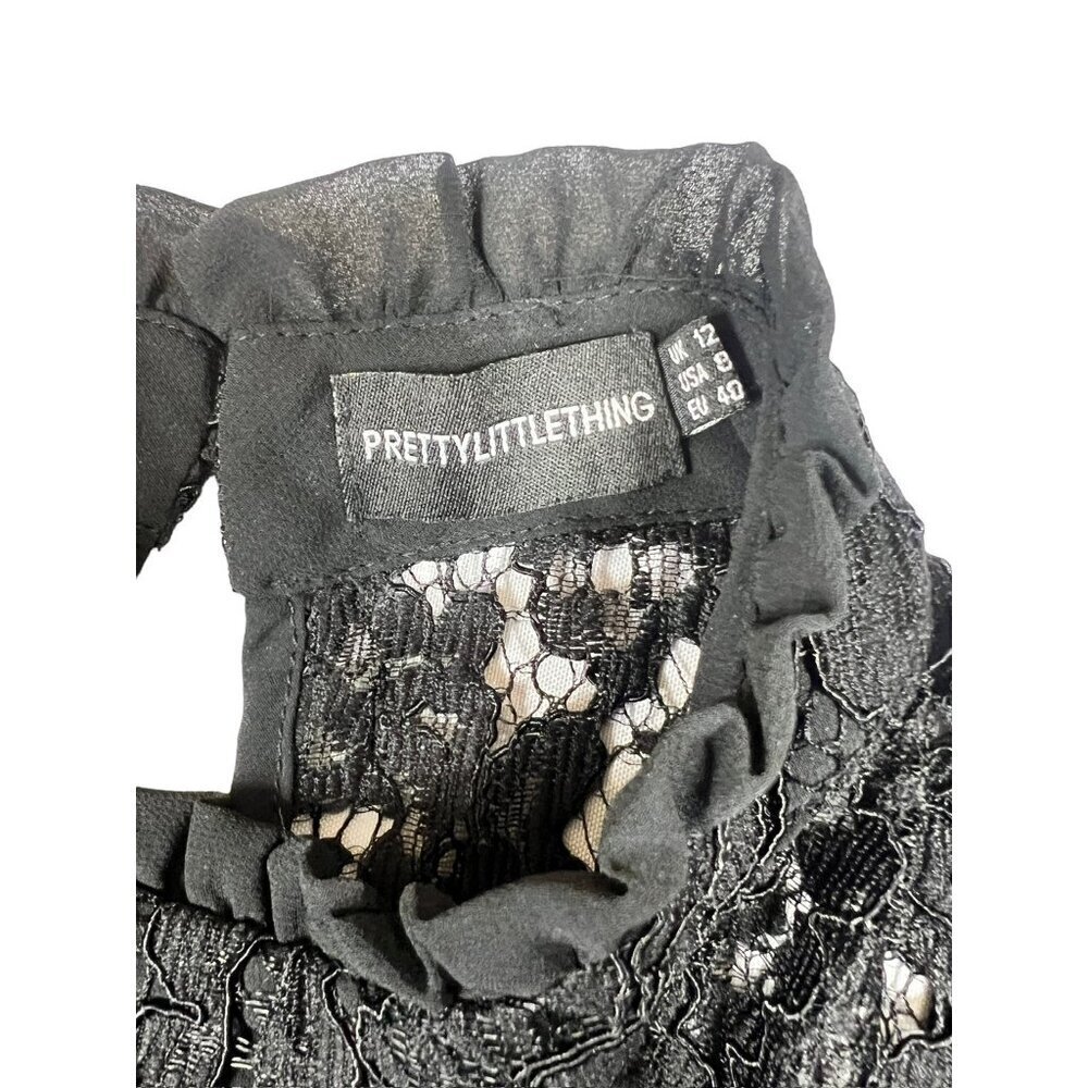 Pretty Little Thing Women's Black Lace Flare Sleeve Top - Picture 3 of 7